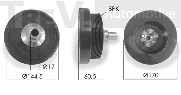 TREVI AUTOMOTIVE Ременный шкив, коленчатый вал PC1247